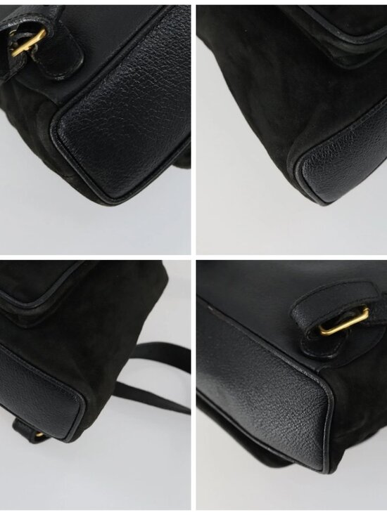 GUCCI Bamboo Backpack Leather Black Gold 003 2058 0030 Auth 156416 main image 9